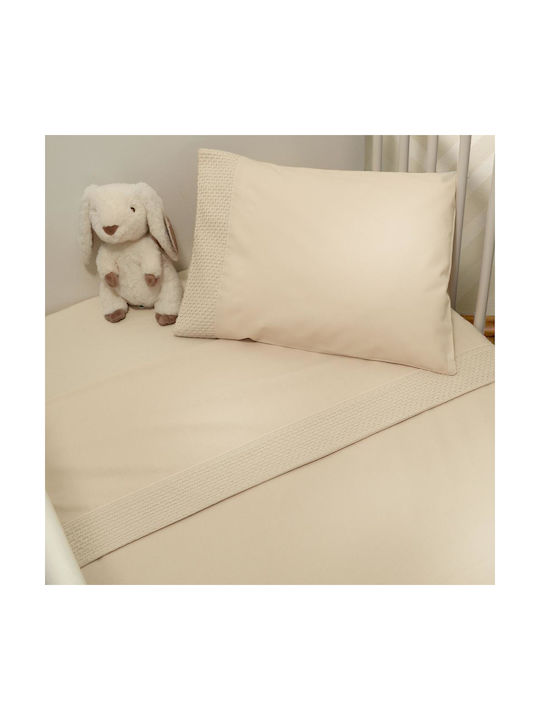 Baby Oliver Set Lenjerii de Pat Bebe Pentru Leagăn Din Bumbac Bej 75x110cm