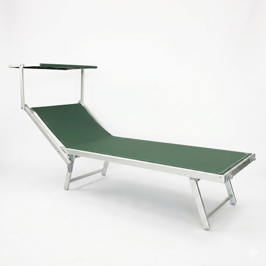 Green Aluminum Beach Sunbed with Shader 186x61x70cm