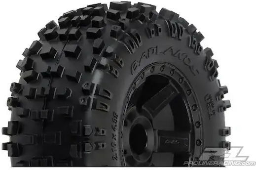 Proline Badlands 2.8" Tires Mounted On Black Desperado Wheels Set 2 Pcs