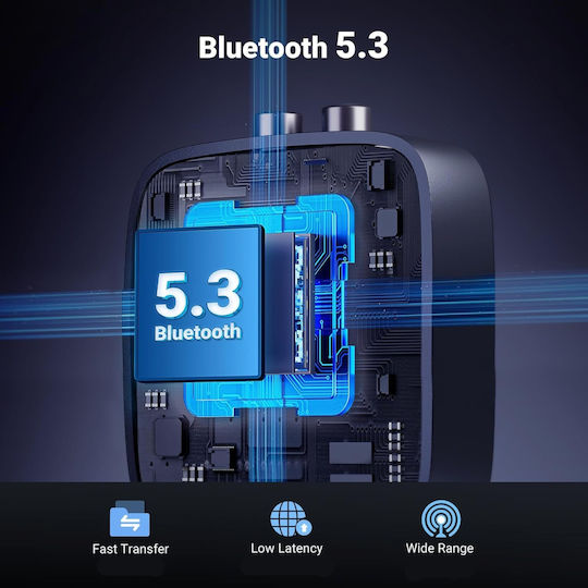 Techstar T68 Receptor Audio Bluetooth Bt 5.3 Nfc Rca L R + Aux 3.5mm Usb U-disk Telecomandă Ir Hifi 10m Negru