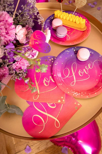 Love Pink Valentine's Paper Plates 18cm X6