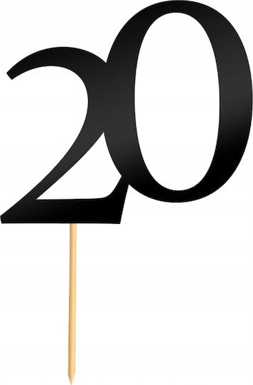 Topper Cake Decoration Number 20 Digit Birthday Anniversary Black