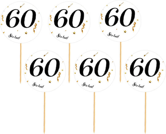 Toppery 60th Birthday White Background Black Text 6 Pcs