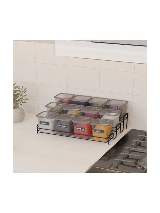 Femmit Spice Set 12 Pieces 450ml Metallic Black Base 43 × 11 Cm