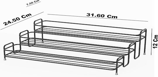 Femmit Комплект За Подправки 12 Броя 450ml Метална Черна Поставка 43 × 11 Cm