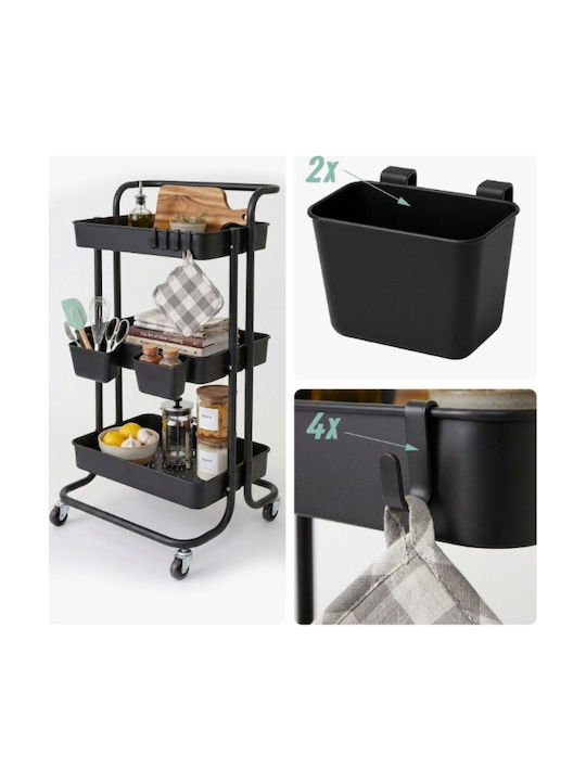 Relaxdays Metal Kitchen Trolley Black 87x43x38cm