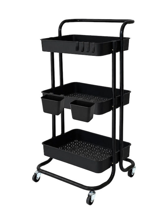 Relaxdays Metal Kitchen Trolley Black 87x43x38cm