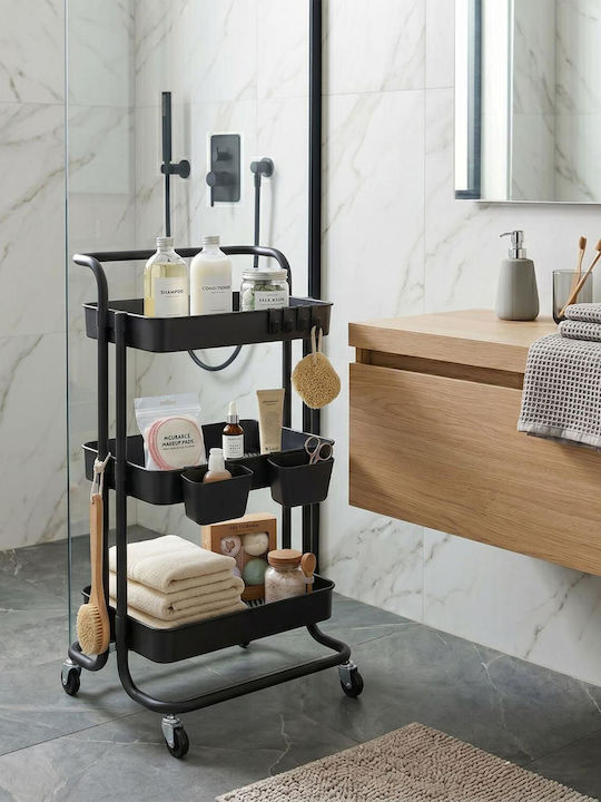 Relaxdays Metal Kitchen Trolley Black 87x43x38cm