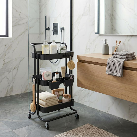 Relaxdays Metal Kitchen Trolley Black 87x43x38cm