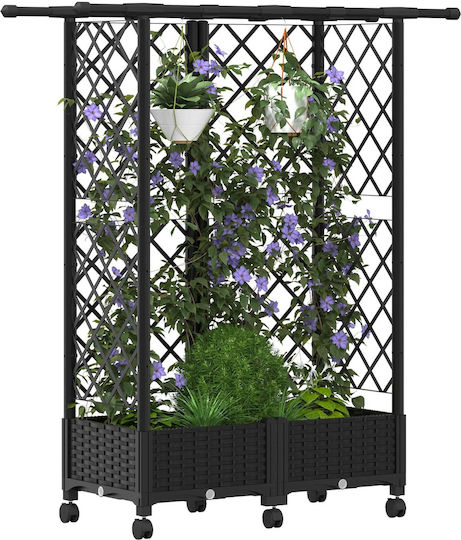 vidaXL Kunststoff Blumenkasten Schwarz 124x40x127cm