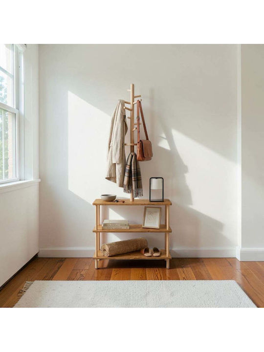 SteweHome Wooden Brown Coat Rack 196cm