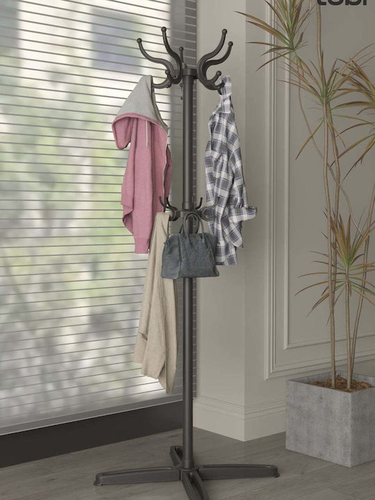 SteweHome Metallic Black Coat Rack 180cm