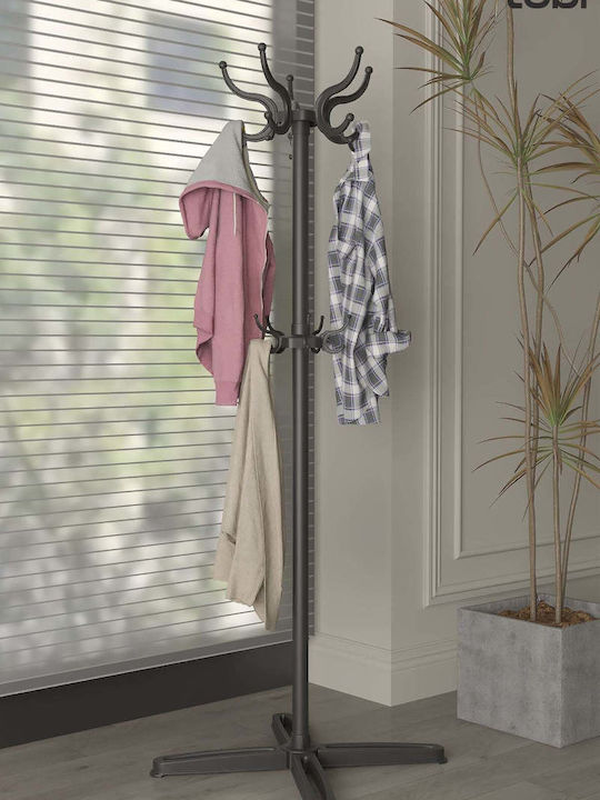 SteweHome Metallic Black Coat Rack 180cm