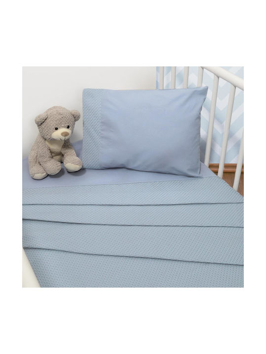 Baby Oliver Set Baby Sheets Cradle Cotton Des. 451 Light Blue 75x110cm