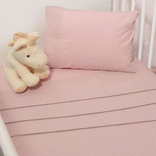 Baby Oliver Σετ Βρεφικά Σεντόνια Λίκνου Βαμβακερά Des. 452 Ροζ 75x110εκ.