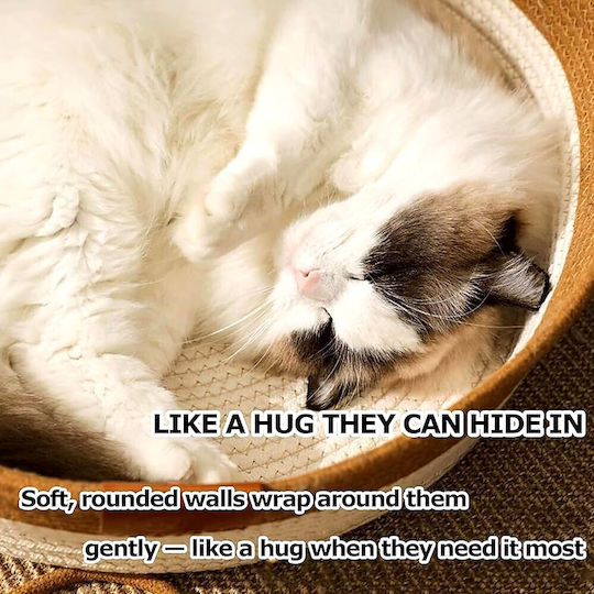 Cat and Small Dog Nest Knitted Natural Rope Summer Ventilated Bed Toy Ball M46xW46xH16cm White Grey