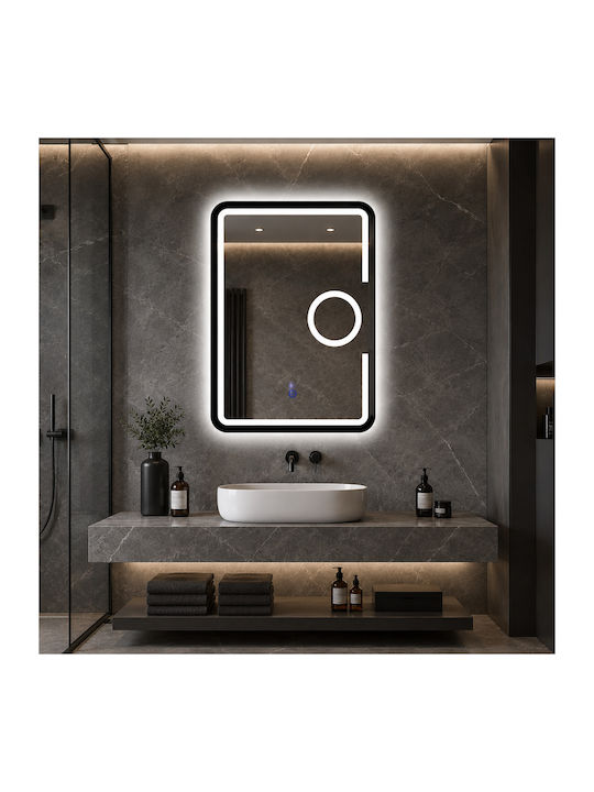 Futura Увеличаващо Правоъгълно Огледало За Баня LED Touch 60x80cm Бял