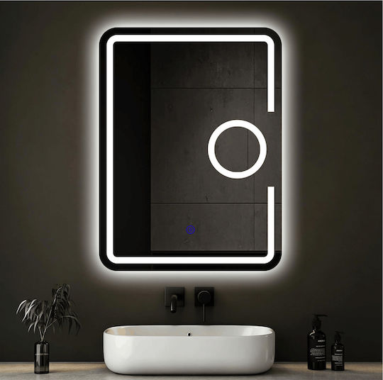 Futura Magnifying Rectangular Bathroom Mirror Led Touch 60x80cm White