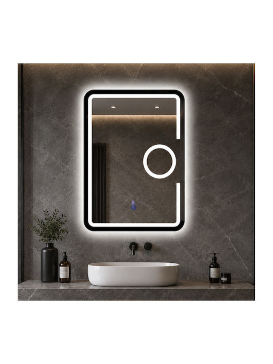 Futura Увеличаващо Правоъгълно Огледало За Баня LED Touch 60x80cm Бял