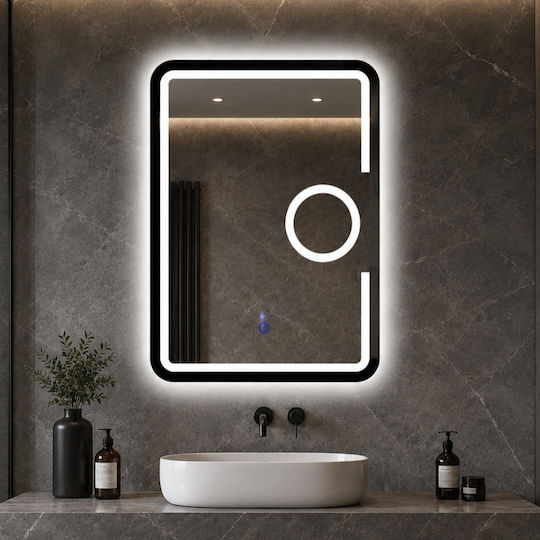 Futura Magnifying Rectangular Bathroom Mirror Led Touch 60x80cm White