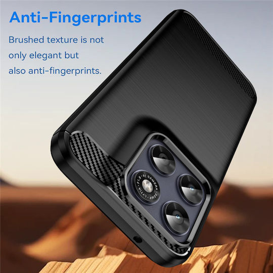 Techsuit Carbon Umschlag Rückseite Silikon Schwarz (Motorola Moto G87 / G77 / G67)