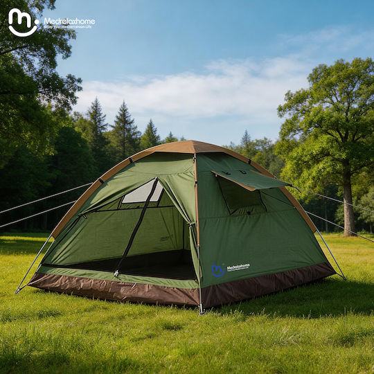 Medrelaxhome Σετ Camping 2 Τεμαχίων, Με Σκηνή Camping Με Προστασία Uv Και Πτυσ. Καρέκλα Camping Deluxe Πράσινη