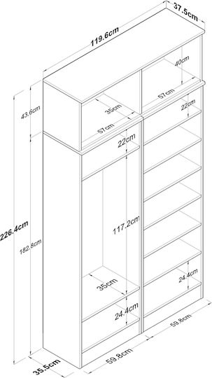 Мебел За Антре Със Закачалка и Шкаф За Обувки Бял 120x37.5x226см Мебел За Антре Със Закачалка и Шкаф За Обувки Бял 120x37.5x226см