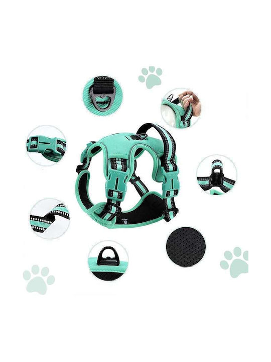 Adjustable Reflective Breathable Turquoise Dog Chest Harness M