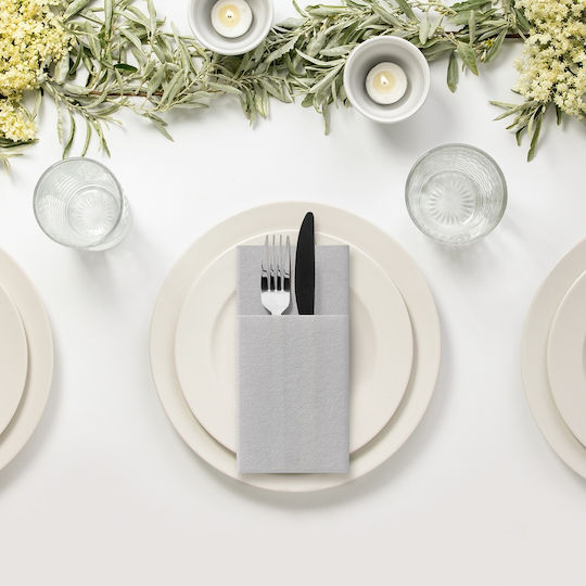 Kieszonki Silver Cutlery Napkins 25 Pcs