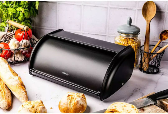 KING Hoff Bread Box with Lid Inox Grey 44x27cm