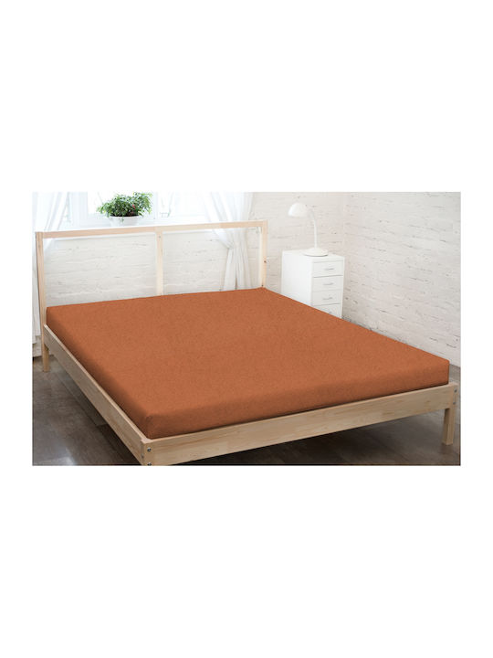 KZ Σεντόνι Υπέρδιπλο με Λάστιχο 160x200εκ. Rust