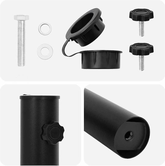 vidaXL Collapsible Umbrella Stand Concrete with Wheels Black 40x40cm