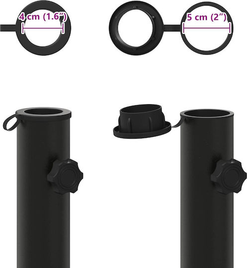 vidaXL Collapsible Umbrella Stand Concrete with Wheels Black 40x40cm