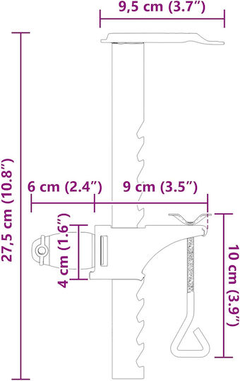 vidaXL Βάση Ομπρέλας Μεταλλική Ασημί 27.5cm