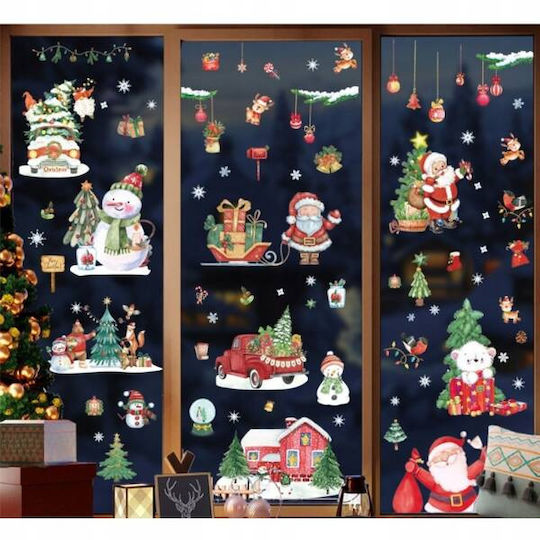 Ecarla Christmas Colorful Window Stickers 9 Sheets 20x30cm Nkd12
