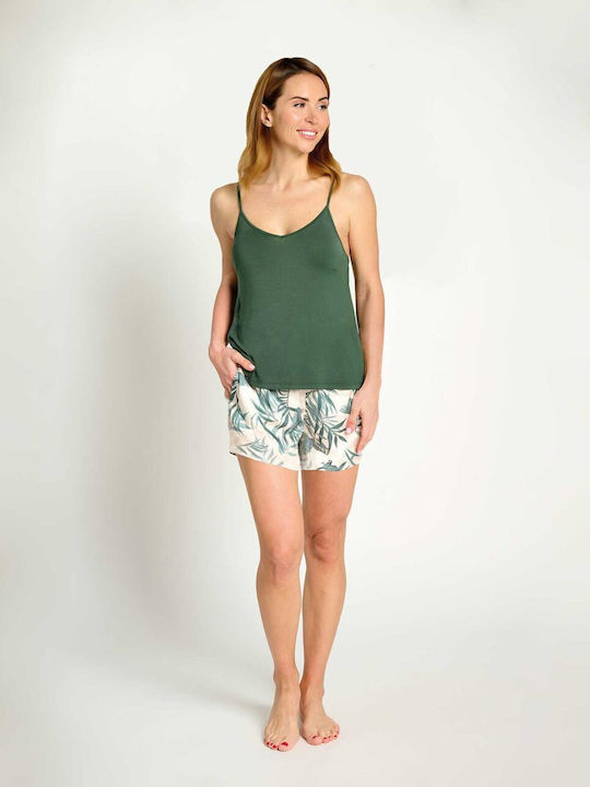 Muydemi Set Pijamale Dama de Vară Verde