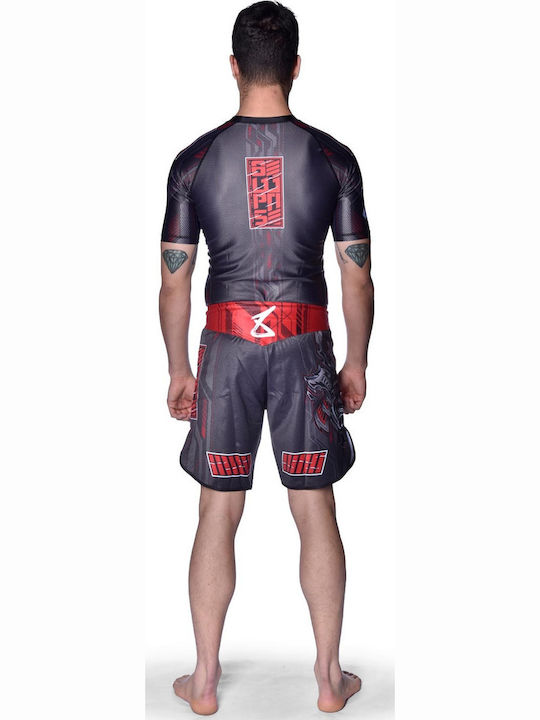 8 Weapons Men's Short Sleeve Shirt 8300022-3-BKRE for Jiu-Jitsu Black