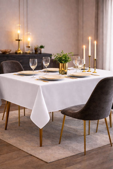 Now Art Stain Resistant White Tablecloth 140x300cm