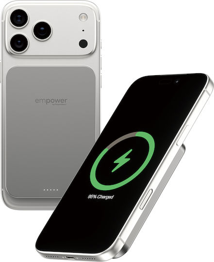 PanzerGlass Empower MagSafe Qi2 5000mAh 20W с USB-C изходен порт Power Delivery / Бързо зареждане Титанов Външна батерия