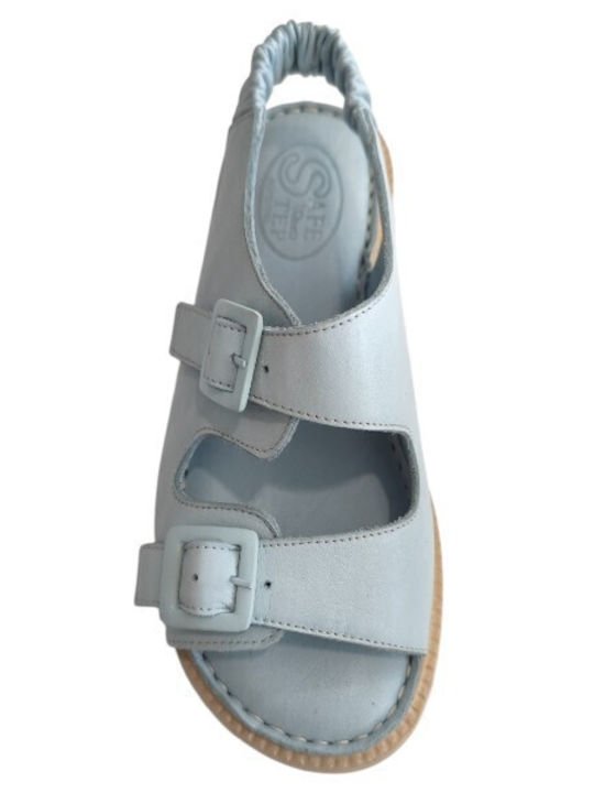 Leather Women's Flat Sandals Light Blue
