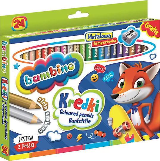 Bambino Wooden Crayons 24 Colors + Sharpener St-dxx-e24t-048-stxx-st