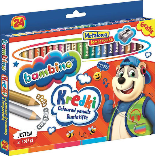 Bambino Wooden Crayons 24 Colors + Sharpener St-dxx-e24t-048-stxx-st