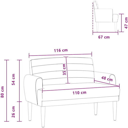 Canapea Cu Două Locuri Roșie 116x67x80cm