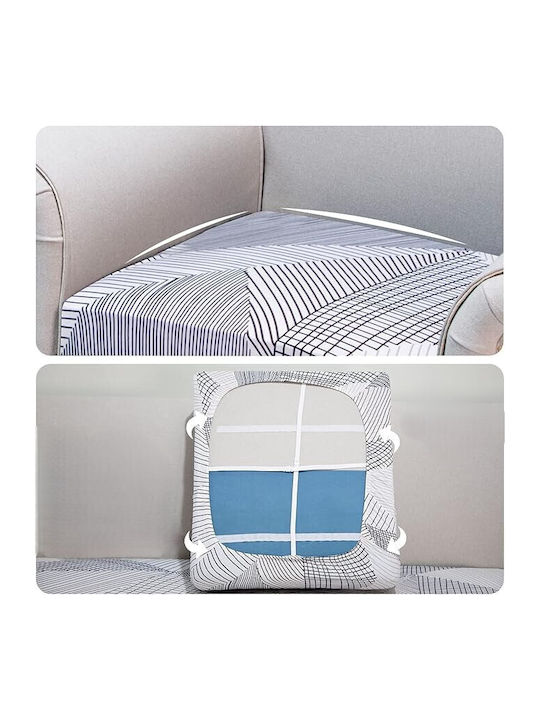 Cover Ελαστικό Κάλυμμα Τετραθέσιου Καναπέ White Geometric Pattern 210εκ.