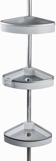 SteweHome Corner Floor Bathroom Shelf Metallic White