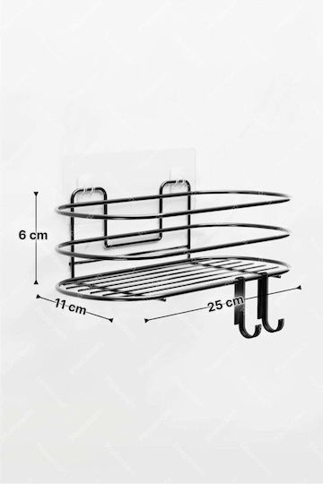 SteweHome Raft De Baie Montat Pe Perete Din Plastic 25x12x8cm Neagră