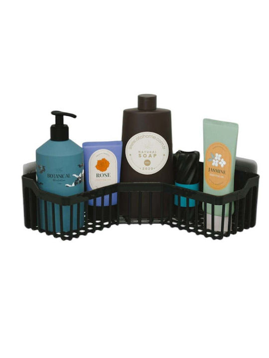 SteweHome Corner Wall Mounted Bathroom Shelf Plastic 26x26x8cm Black