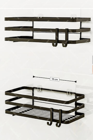 SteweHome Raft De Baie Montat Pe Perete Metalic 25x12x7.5cm Neagră