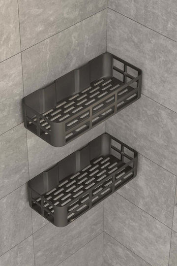 SteweHome Wall Mounted Bathroom Shelf Plastic 27x12x6.5cm Grey