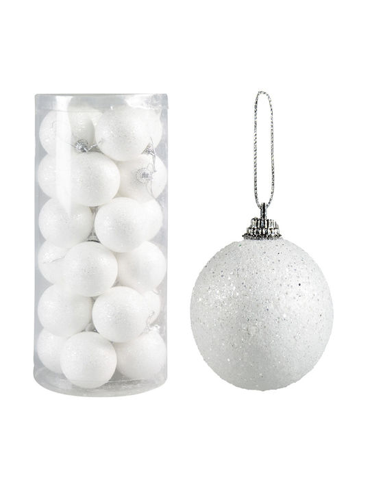 Weiße Glitzer Weihnachtsbaumschmuck Kugel Ornament 24 Stück